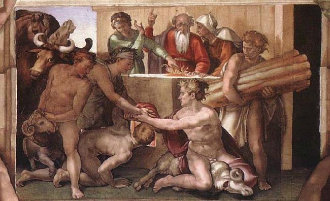 Michelangelo Buonarroti Sacrifice of Noah oil painting picture